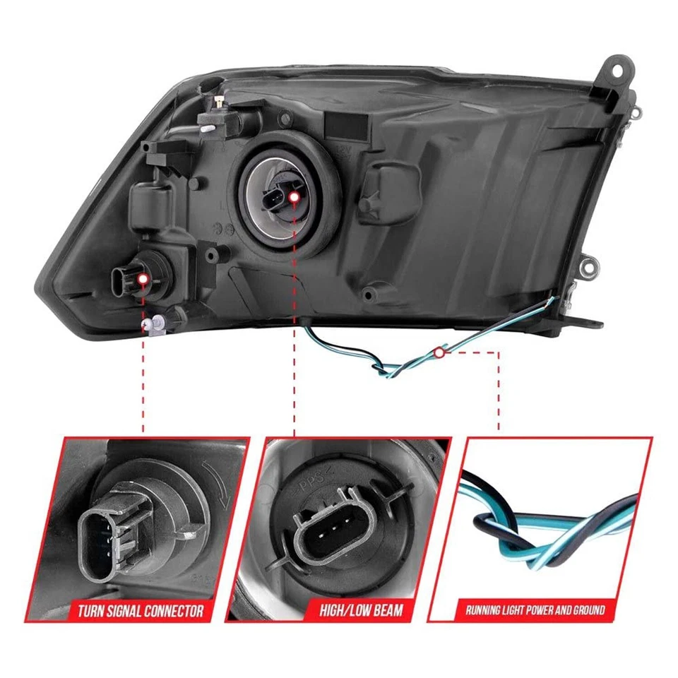 Faros de cristal ANZO 2009-2018 Ram 1500/2500/3500 con barra de luz carcasa cromada Foto 2 de 4