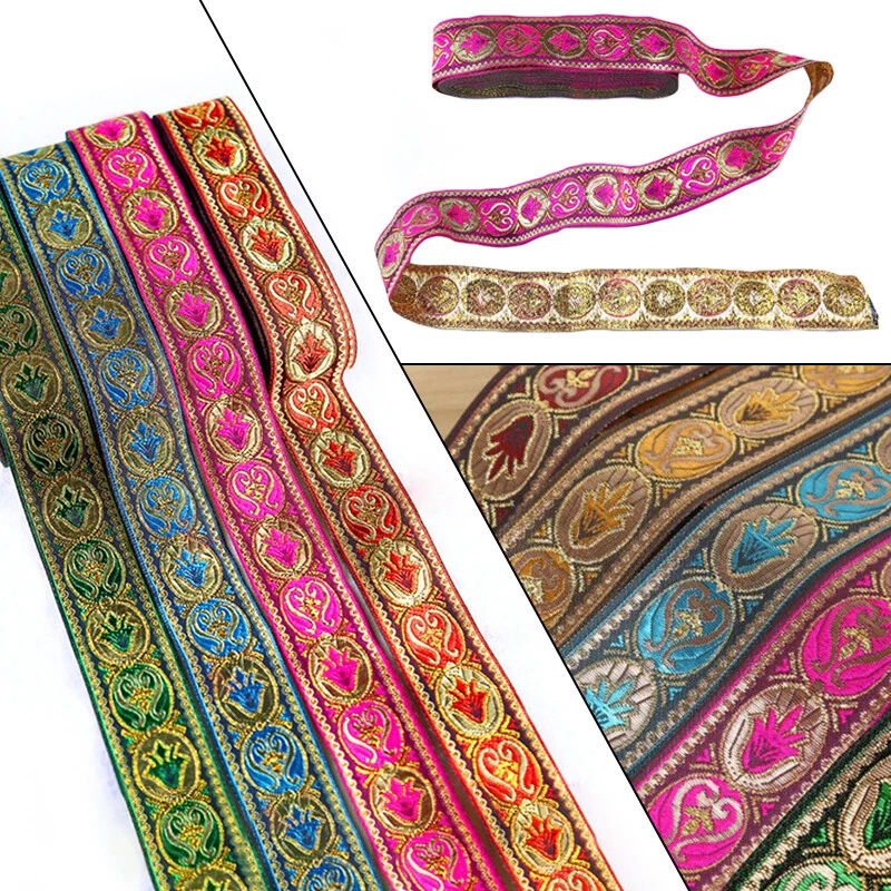 复古花卉刺绣提花丝带装饰编织边饰 7 年*33 毫米 — 第 4/4 张图片