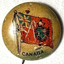 1896 Celluloid 7/8" Pinback Button Flags of the World CANADA