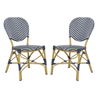 Safavieh Lisbeth French Bistro Stacking Side Chair Navy/White