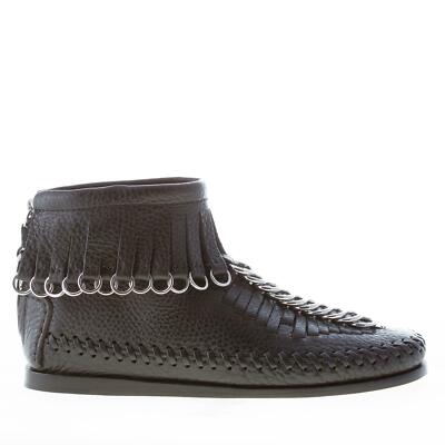 ALEXANDER WANG Damen Schuhe Shoes Stiefelette Montana Leder Schwarz Fransen Ringe