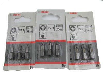 Bosch Bit-Set  Extrahart PZ1 PZ2 PZ3 Schrauberbits L=25 mm 12 Stück