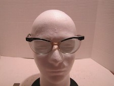 VTG WOMEN'S USA 1950-60'S CAT EYES 5 1/4 ETCHED EYEGLASSES FRAMES READ