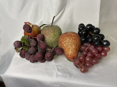 Vintage Fake fruit! Some Have Sugar Coated Effect 2 Apples, pear And Grapes