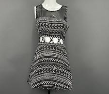 Summer Dress Womens Medium Aztec Sheer Mesh Cutout Sleeveless Boho Festival
