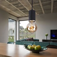 HäNgelampe Pendelleuchte Holz Esstischlampe HöHe Verstellbar Schwarz H 160 Cm