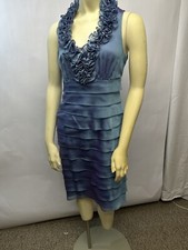 Blue Lavender Women’s Above The Knee Dress SZ 4 Ruffled Neckline