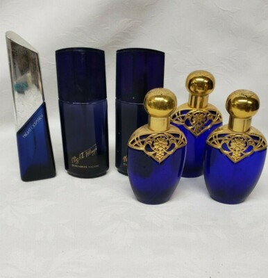 VINTAGE SIX AVON COBALT BLUE SPRAY PERFUME BOTTLES Empty
