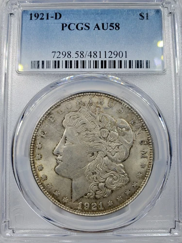 1921 D Morgan Silver Dollar PCGS AU 58 #2