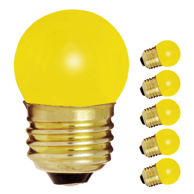 5 Pack S4512 CERAMIC YELLOW Mini Globe Sign Bulb 7.5W 120V S11 Medium Base E26