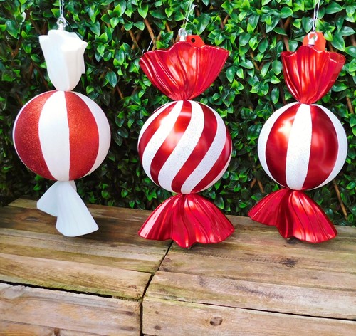 Giant Red & White Glitter Candy Cane or Sweet Christmas Tree Display Decorations - Picture 13 of 80