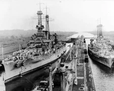 USS Arkansas and BB-33 USS Texas BB-35, Panama Canal July 25, 1919 Photo