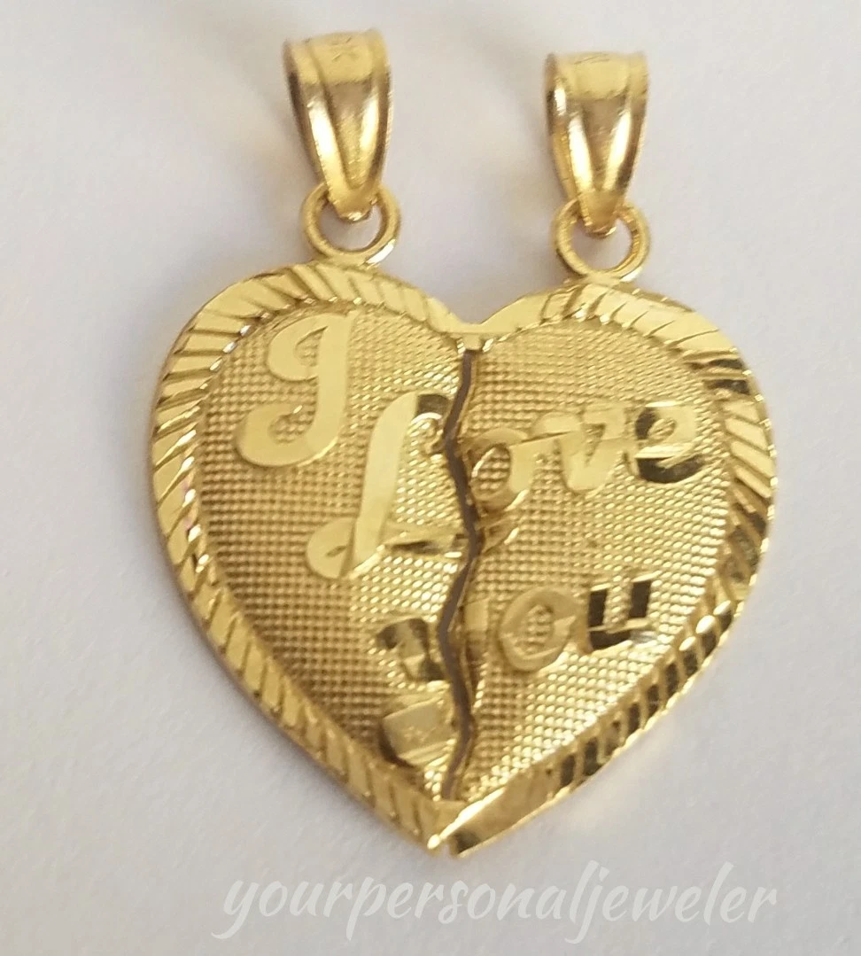 14K Yellow Gold Heart Beads Plus 2 inch Chain Necklace