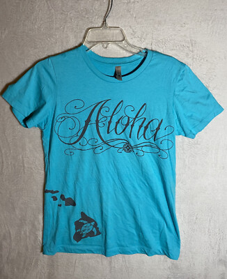Next Level Shirt Women s Size Large Aloha Teal Blue  T Shirt 100% Cotton