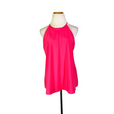 #ad LAUREN Ralph Lauren 12 Vibrant Pink High Neck Tank Top Spaghetti Straps $17.99