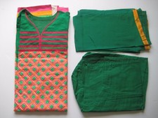 Salwar Suit 3 Pc Green, Orange, Pink Beautiful with Embroidery Size Large New