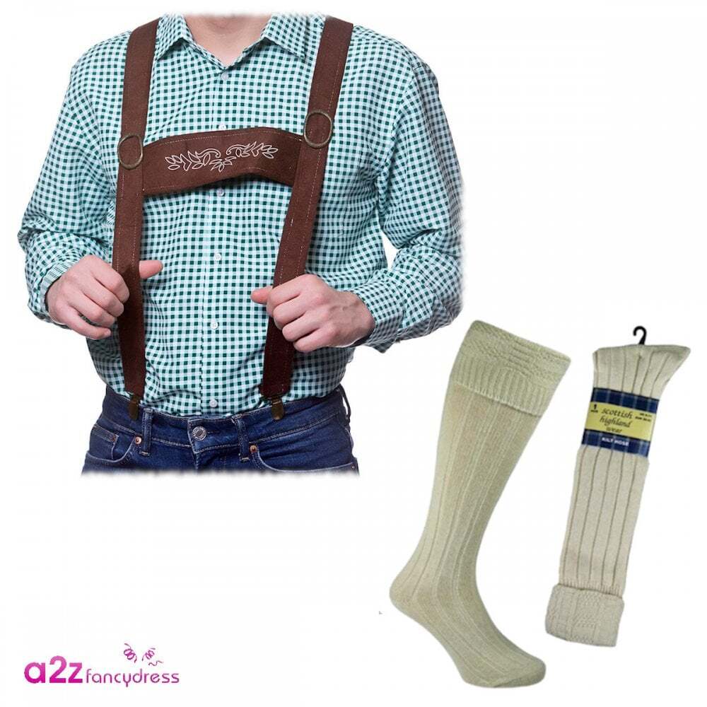 Adult 2-Piece Oktoberfest Braces + Wool Blend Socks Bavarian Festival Stag Party