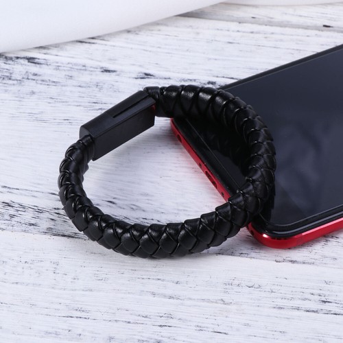 20cm USB C Data Sync Cable Braided Wristband Style Charging Cable (Black) - 第 5/11 張圖片