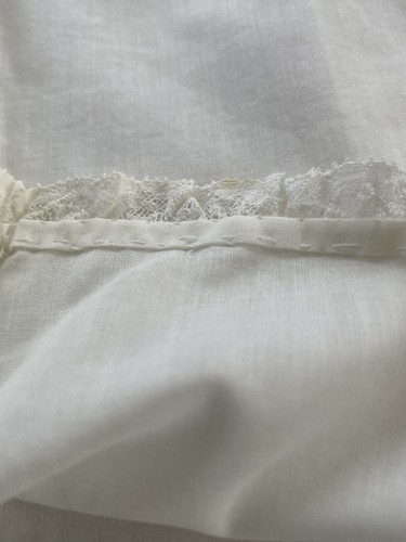 Antique 2 piece Baby Christening Gown Set 20” Long Handmade Dress Chiffon Outer - Picture 9 of 24