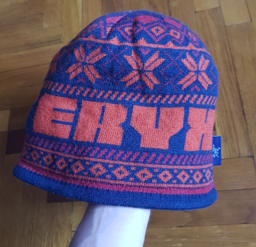 ARC'TERYX Arcteryx Cappello Uomo Vintage Reversibile Pile Grande Logo Arancione Grigio