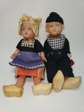 Antique Celluloid Dolls Dutch/ German Boy  Girl Couple 7.5"