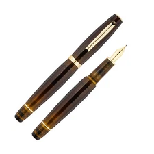 Scribo Feel Fountain Pen in Ambra with Yellow Gold Trim, 14K Gold Medium Nib