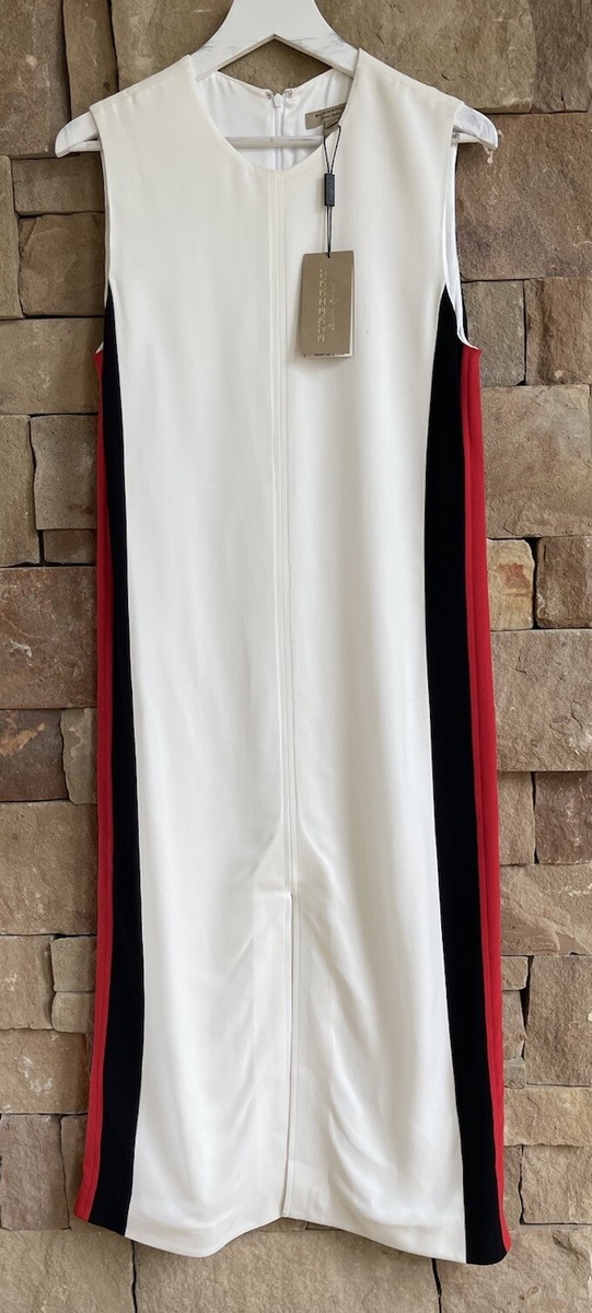 Burberry London Ivory Round Neck Sleeveless Midi Dress Side