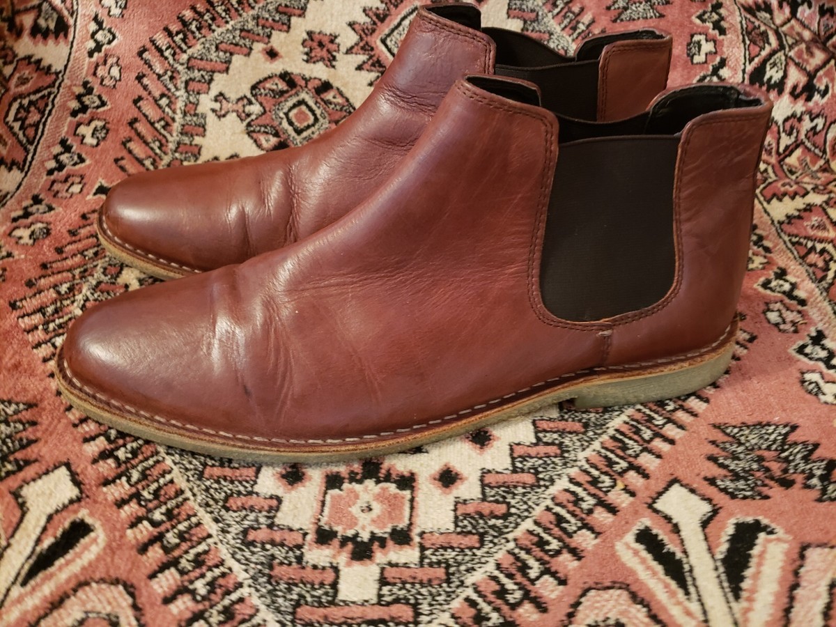 Kenneth Cole Reaction brown leather Chelsea boots crepe soles