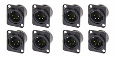  8 PACK NEUTRIK NC4MD-L-B-1 4-Pin XLR Male D Type Panel Mount Black w/Gold Pins