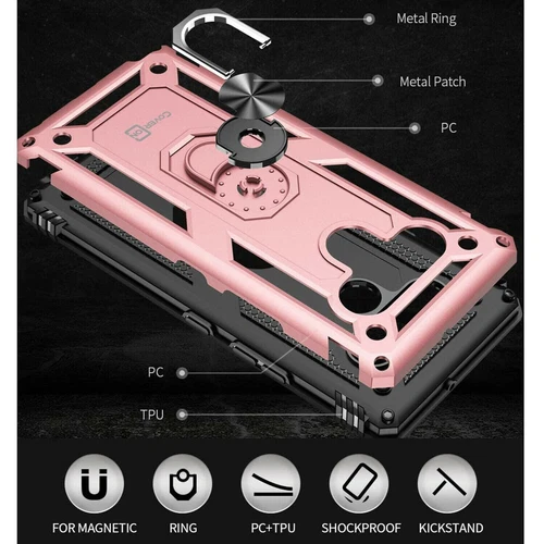 Für LG K51 Stoßfeste Ring Hülle Magnetische Unterstützung Metall Ständer Cover - Bild 8 von 9