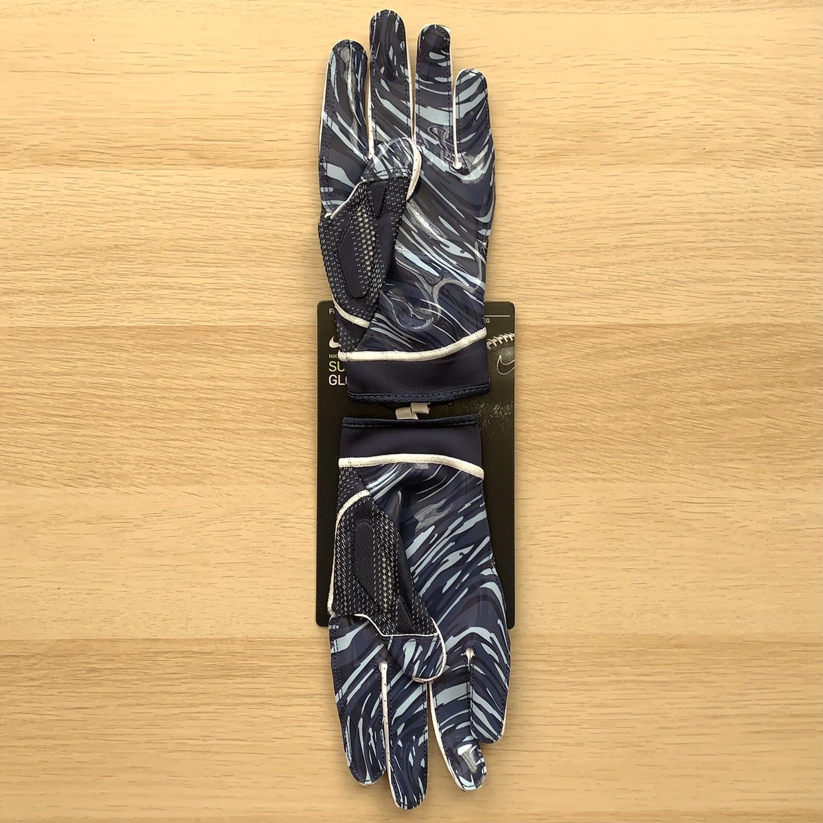 NIKE Superbad 4.5 Football Gloves Receiver Magnigrip Blue Camo XL PGF873