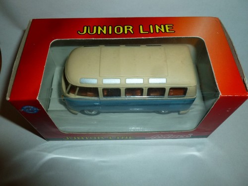 Schuco Junior Line VW Bully Samba Bus Blue Volkswagen Micro Bus Metal Model 1:72 - Picture 2 of 5