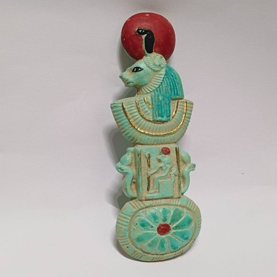 Egyptian Bastet Cat Ankh Wall Decor Pharaoh Style Turquoise Handmade Gift Unique