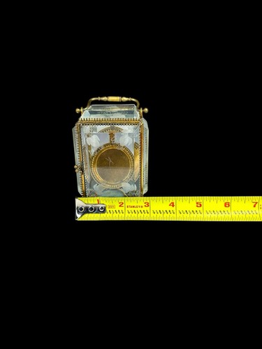 Antique Pocket Watch Hutch Holder Display Victorian Beveled Glass Ormolu Casket - Picture 13 of 17