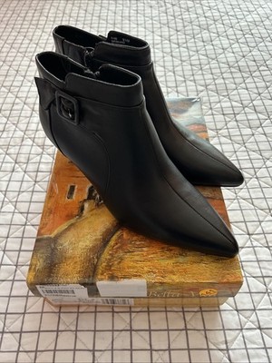 New! Bella Vita Bindi Women s Leather Black Bootie Ankle Boots, Size 9.5M
