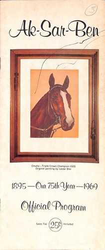 1969 Aksarben Ak-Sar-Ben Race Horse Racing Program 5/6 Omaha Nebraska NE