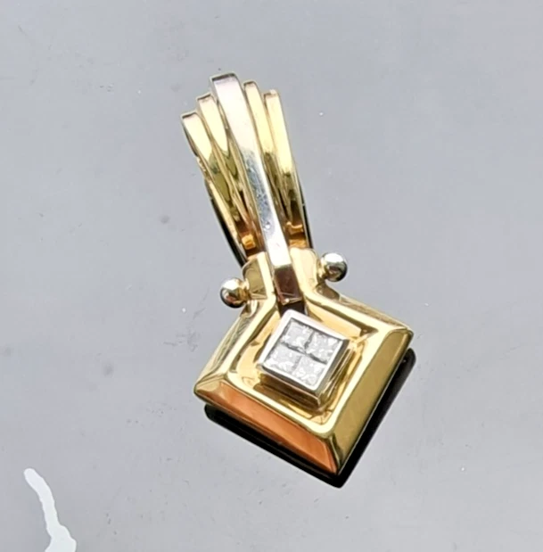 ORO AMARILLO Y BLANCO 14K 0,25ct ORO PRINCESA DIAMANTE NATURAL REALZADOR Foto 3 de 4