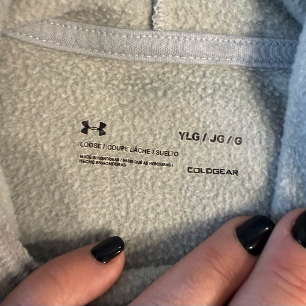 Kids Under Armour Light Gray ColdGear Hoodie size youth large thumbnail 3