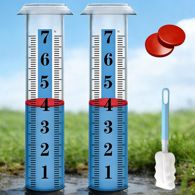 2PCS Rain Gauge  Tube Plastic, Accurate Rain Gauge Outdoor, Thickened and Transp