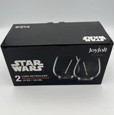2 JoyJolt STAR WARS Crystal Drinking Glasses Luke Skywalker Tumblers ~ Gift Set