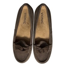 Vionic Norah Suede Moccasins Loafers Taupe Brown Women's Size EU 37 Orthotic