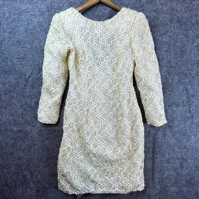 Vintage H&W Collections Dress Womens 8 Ivory Sequin Lace Retro Wedding Glam  Chic | eBay