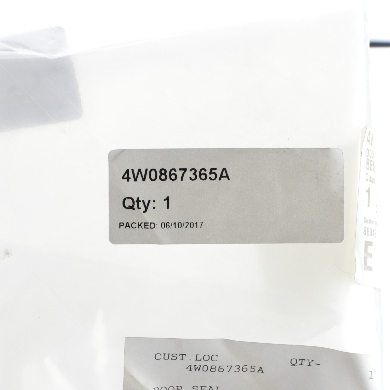 Bentley Continental Flying Spur 2013 Left Inner Seal P/N 4W0867365A