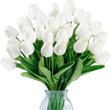 15 Pcs Fake Tulips Artificial Flowers Real Touch PU Faux Flowers Tulip Stems for