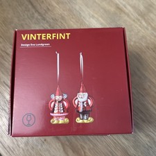 IKEA Glass Santa Claus Ornaments Set of 2 VINTERFINT 105.604.49 Holiday Decor