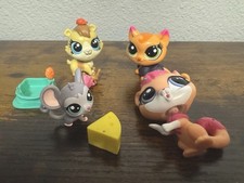 LPS Littlest Petshop Lot Cats Mouse Gerbil Accessories Figures Hasbro 7 Items
