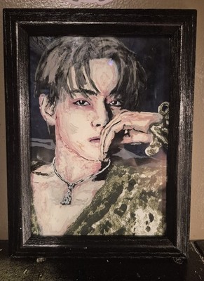 BTS V Taehyung Reverse Hand-painted Glass Painting Framed