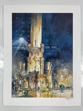 Tom Lynch Chicago Watertower Print Poster Unframed Signed 23" x 18"
