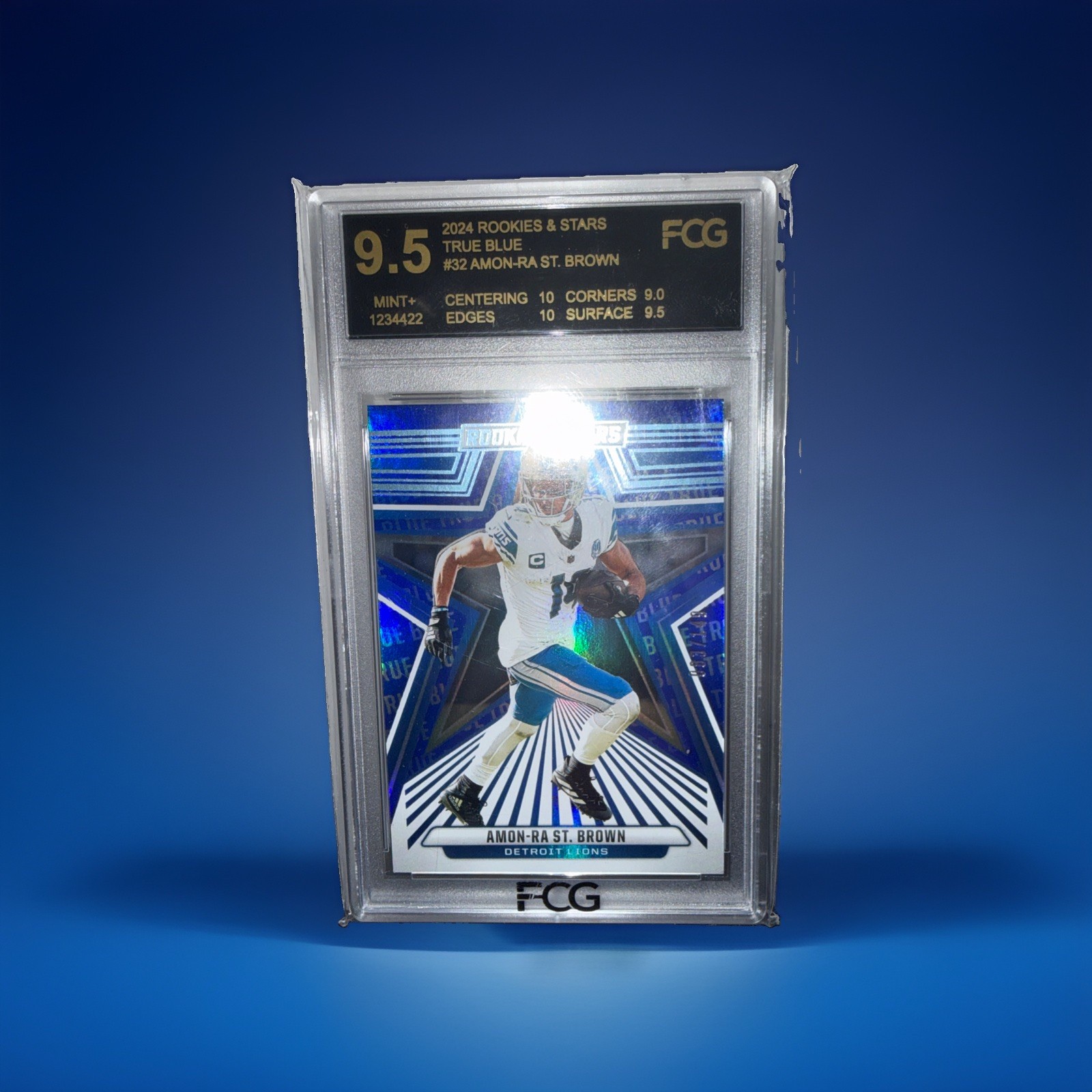 Graded 9.5 2024 Panini Rookies & Stars - Amon-Ra St. Brown #32 True Blue /149