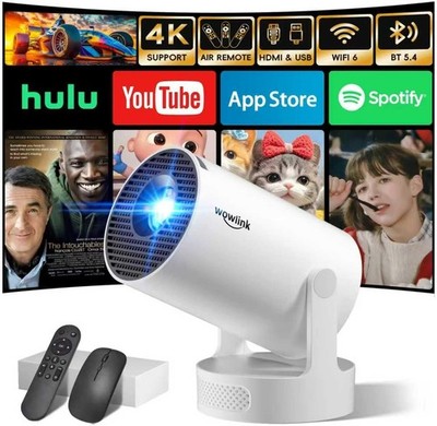 4K 1080P Projektor HDMI Unterstützung - Tragbar - Android 11 - WiFi 6 - Weiß